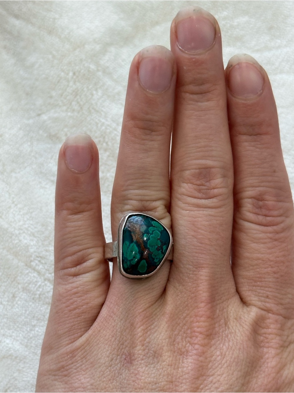 Sterling Silver Turquoise Solitaire Ring - Teal Green - Picture 6 of 6